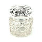 Antique Victorian 1837 Sterling Silver & Glass Jewellery Box