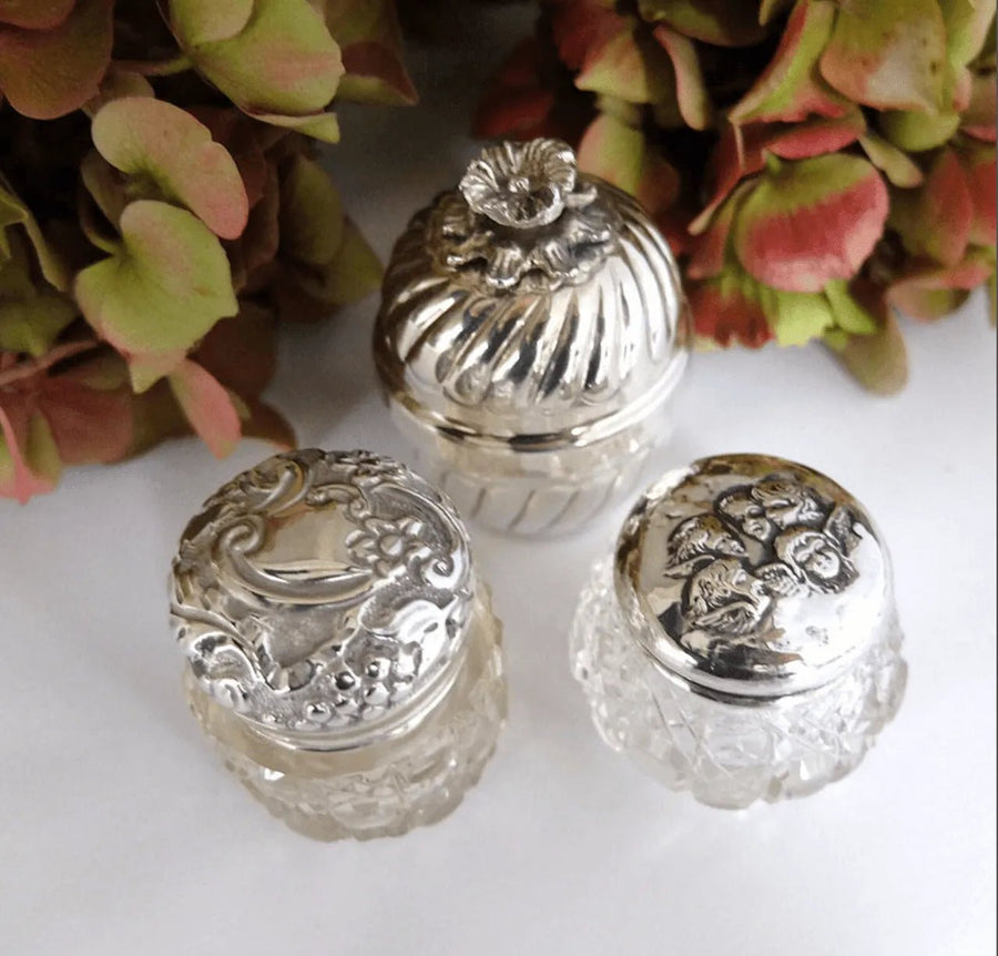 Antique Victorian 1837 Sterling Silver & Glass Jewellery Box