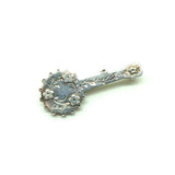 Antique Victorian 1851 Ornate Silver Banjo Brooch
