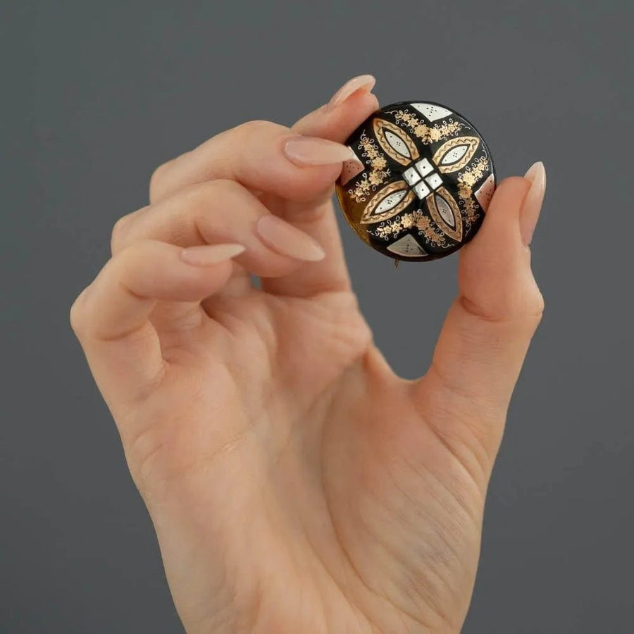 Antique Victorian 1870s Tortoiseshell Piqué Brooch