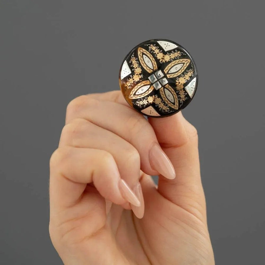 Antique Victorian 1870s Tortoiseshell Piqué Brooch