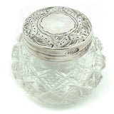Antique Victorian 1894 Sterling Silver Cut Glass Jewellery Box