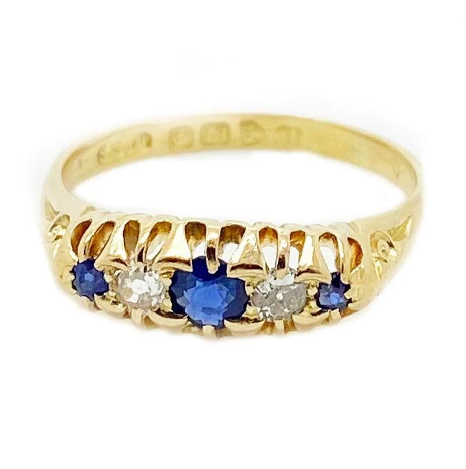 Antique Victorian 18ct Sapphire & Diamond Ring