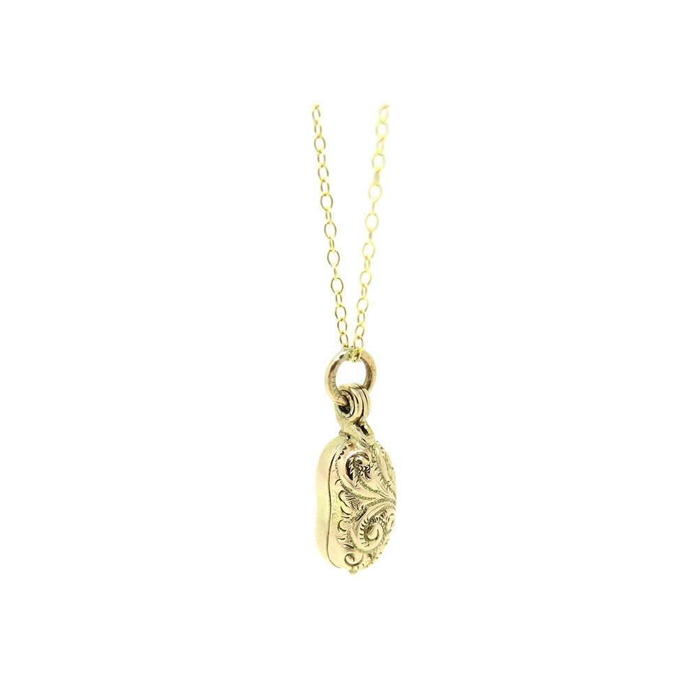 Collar victoriano antiguo con dije de vinagreta de judías de la suerte en oro de 9 quilates