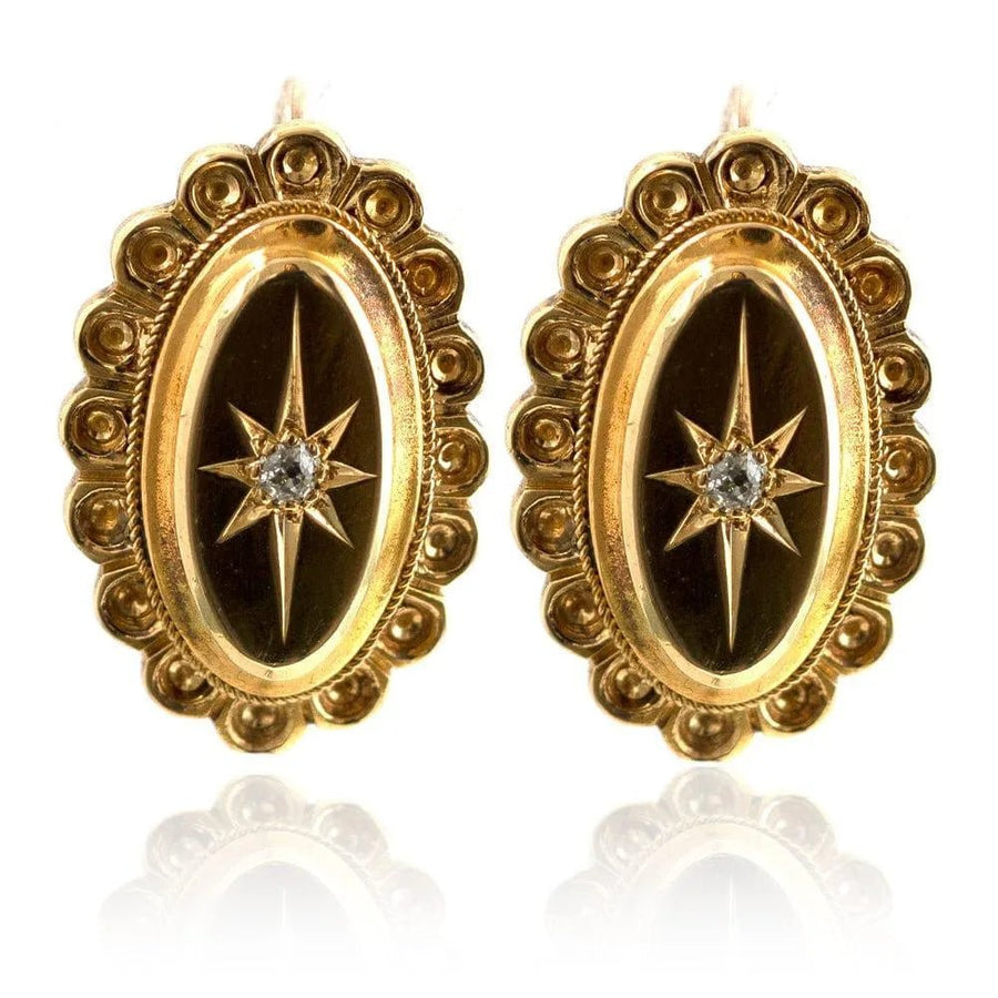 Antique Victorian 9ct Gold Star Diamond Earrings
