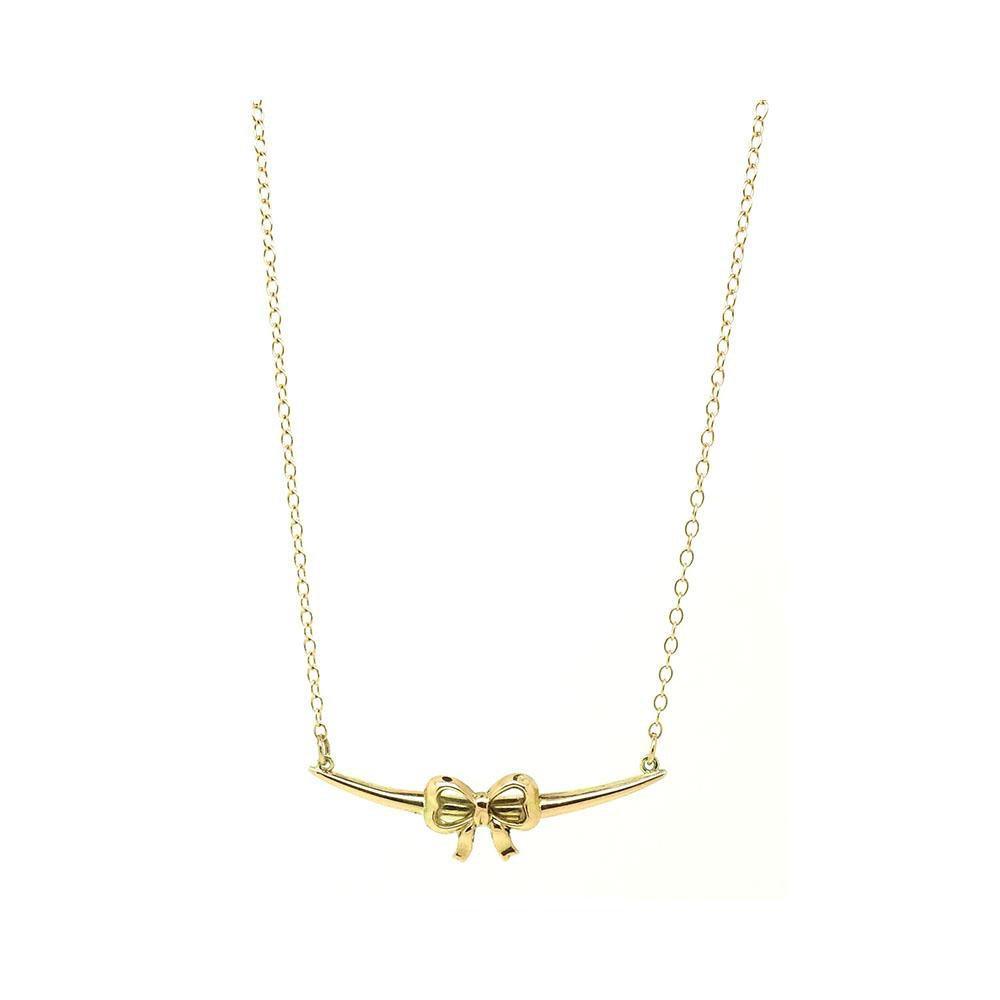 Collar victoriano antiguo con lazo de media luna en oro rosa de 9 quilates