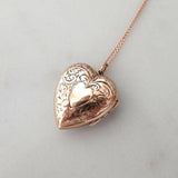 Antique Victorian 9ct Rose Gold Engraved Locket Necklace