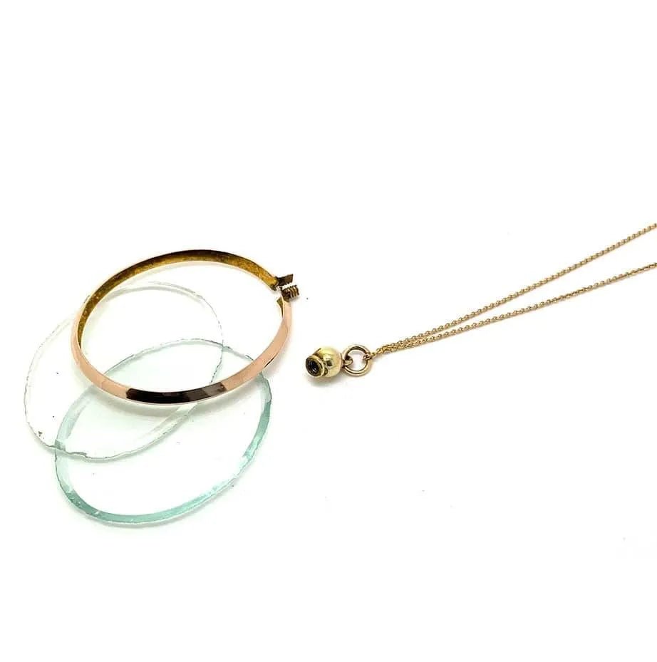 Collier médaillon en verre en or rose 9 carats victorien antique, view 4