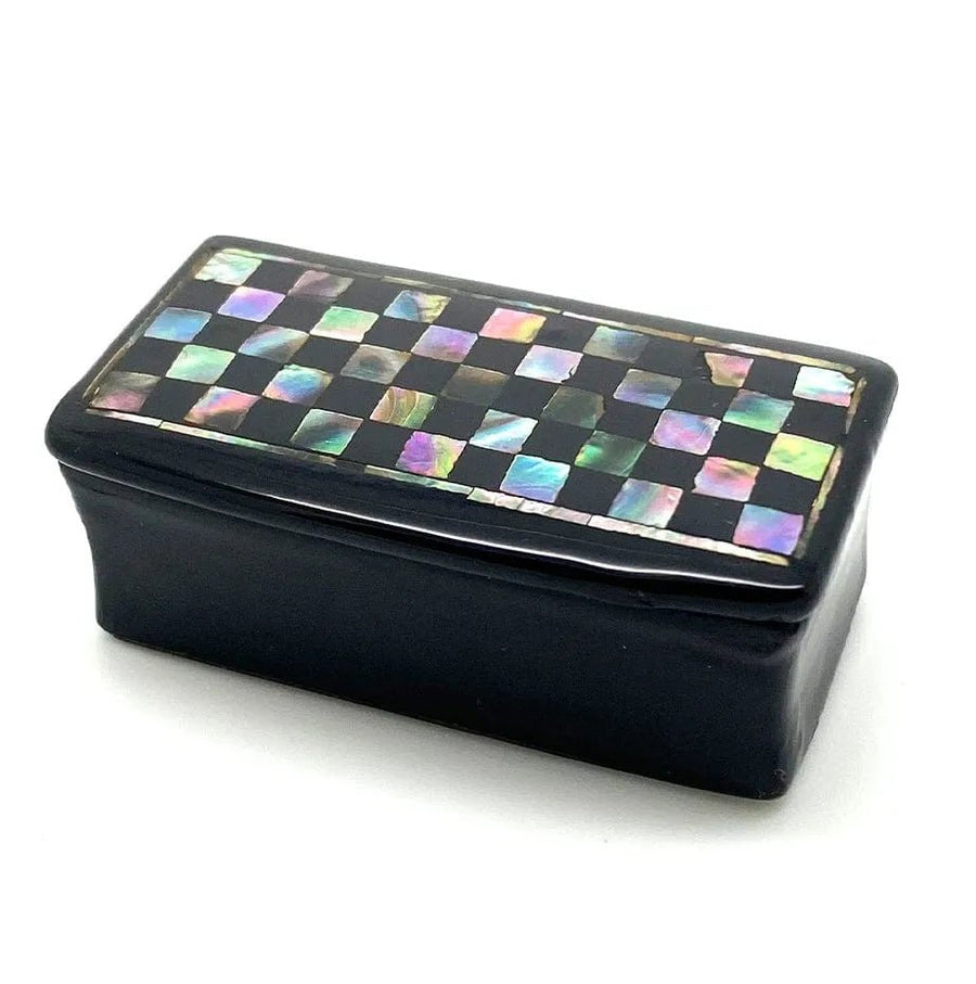 Antique Victorian Abalone & Papier Mâché Snuff Box