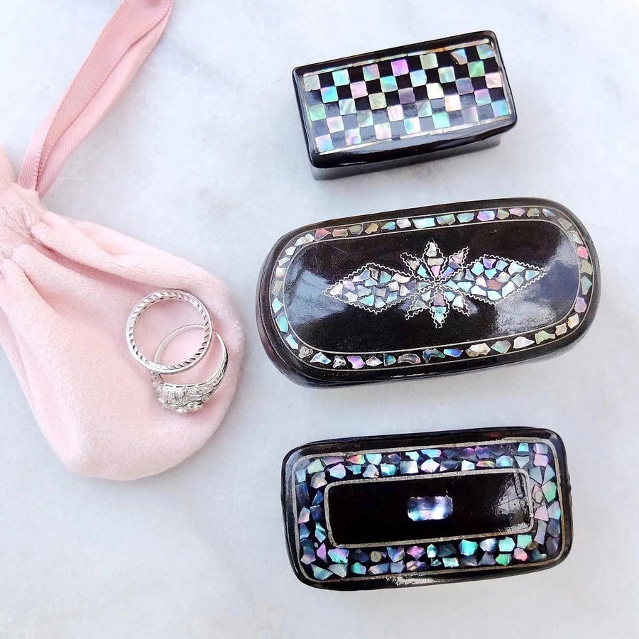 Antique Victorian Abalone & Papier Mâché Snuff Box