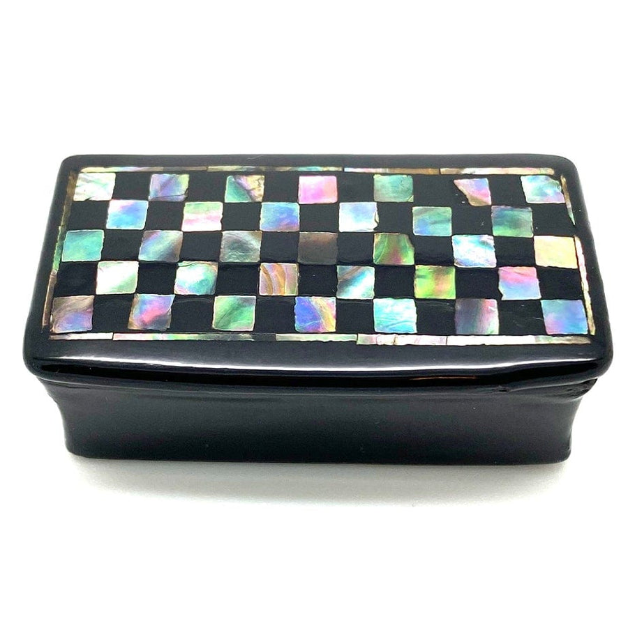 Antique Victorian Abalone & Papier Mâché Snuff Box