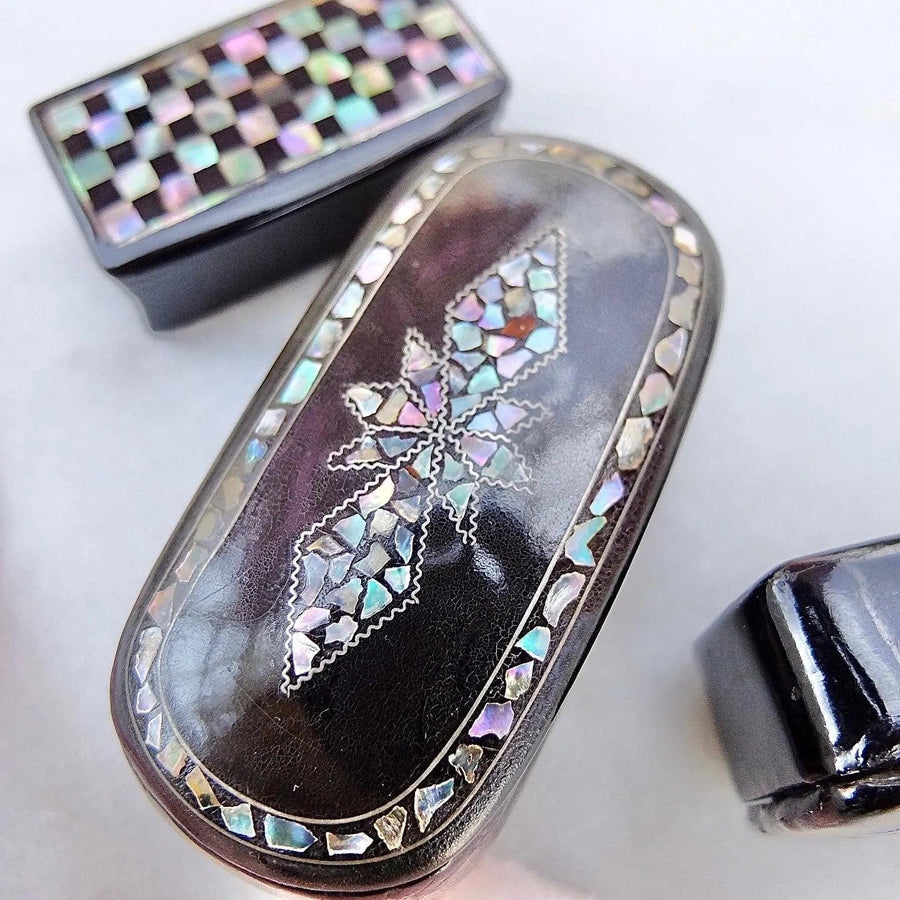 Antique Victorian Abalone & Papier Mâché Snuff Box