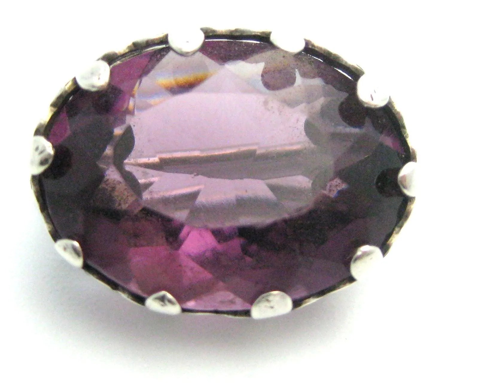 Antique Victorian Amethyst Silver Brooch