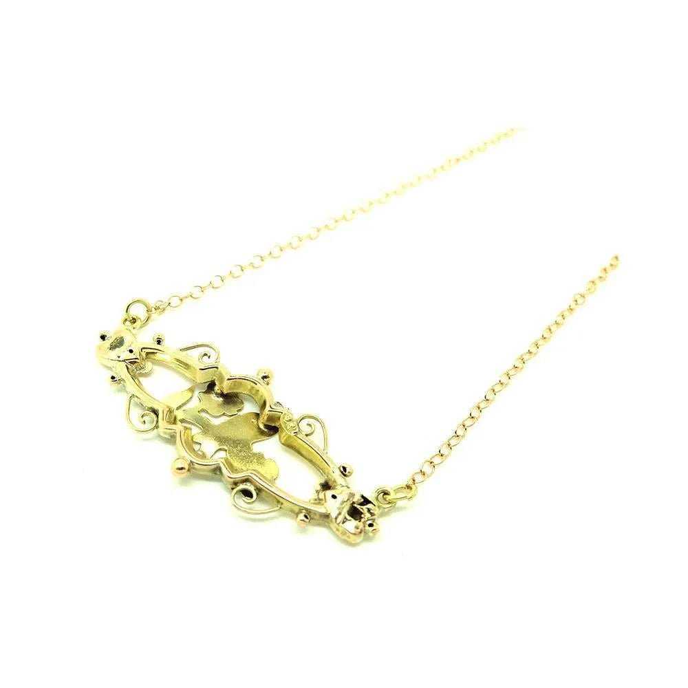 Collar de conversión de oro de 9 quilates con flores y pájaros victorianos antiguos, view 5