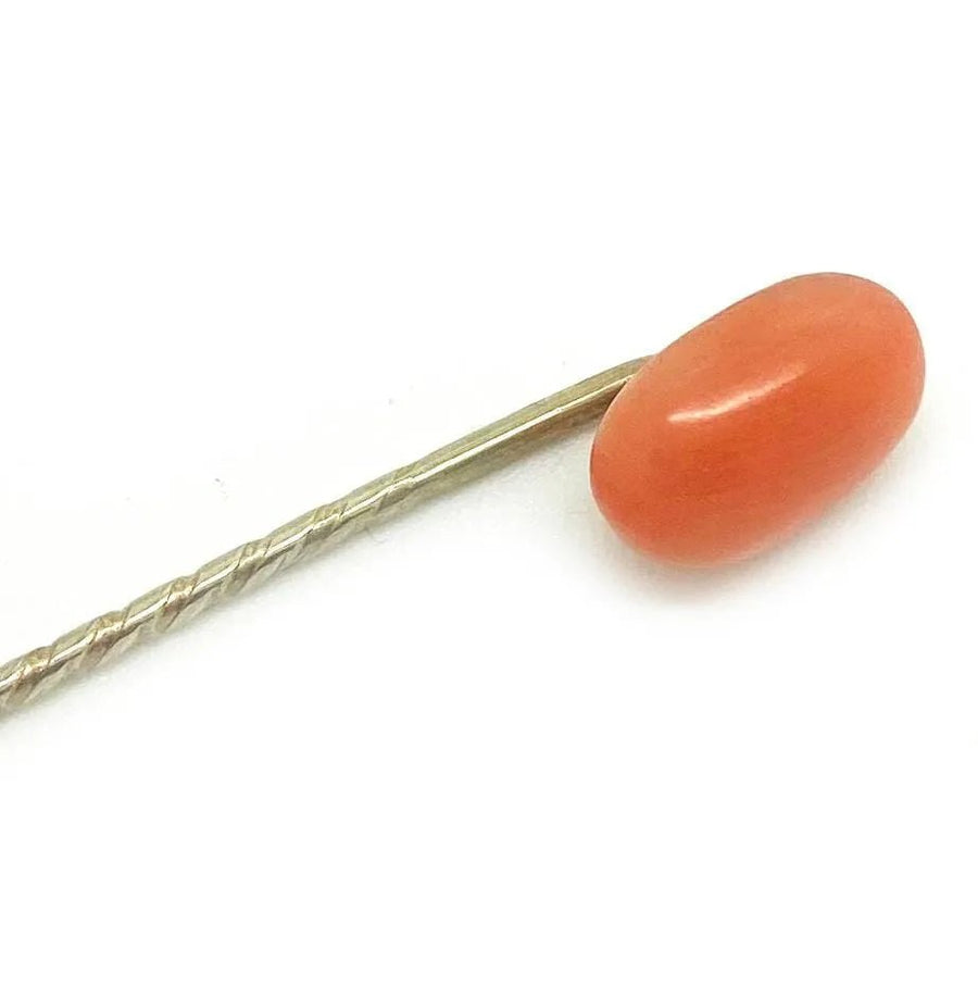 Antique Victorian Coral Bead Stick Pin Brooch