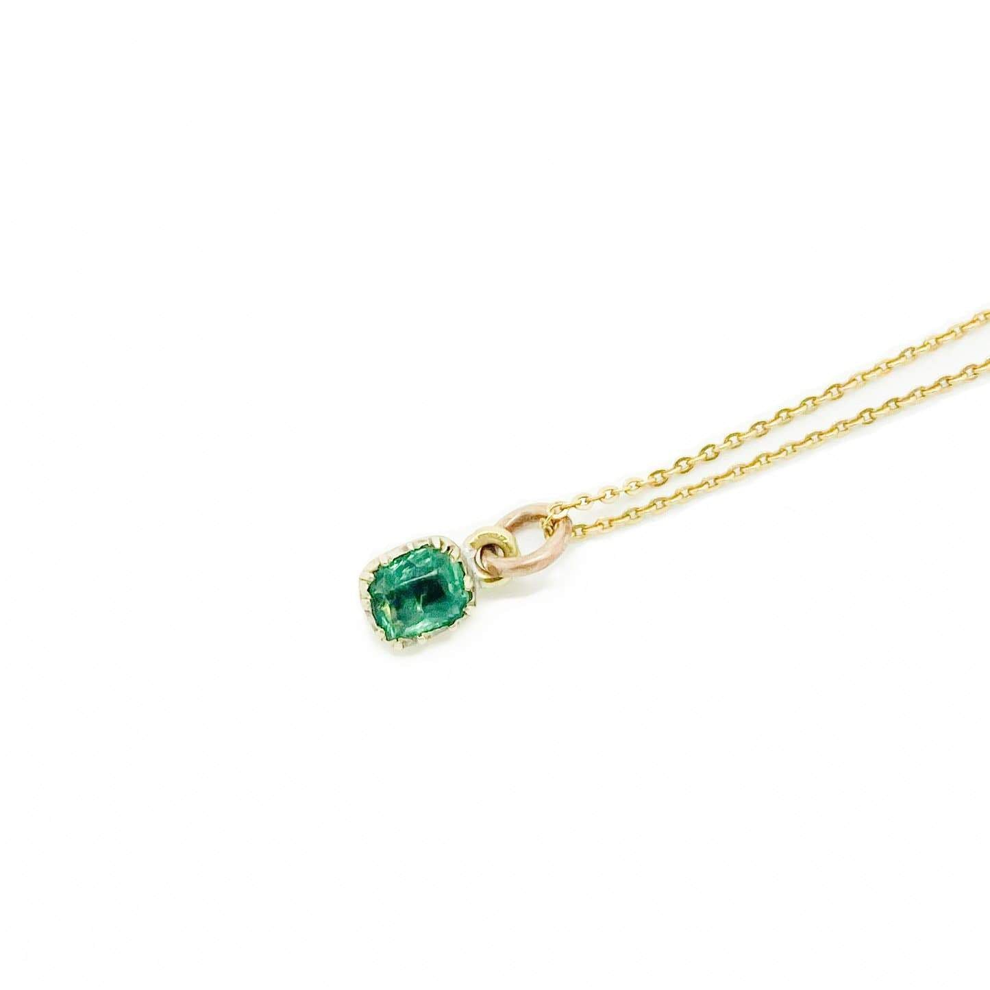 Antique Victorian Emerald Glass Foiled Gilt Necklace, view 3