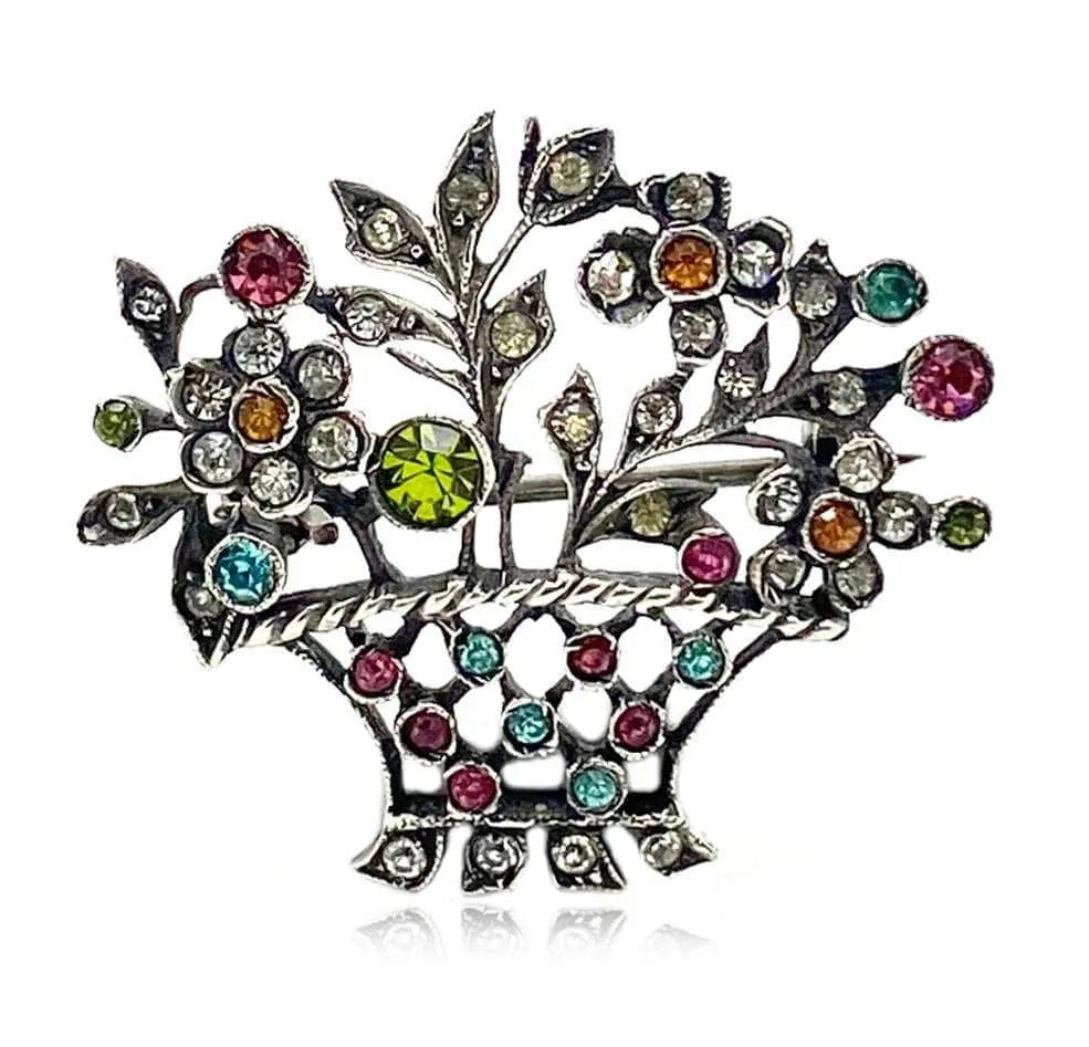 Broche de cesta de plata Giardinetti victoriano antiguo, view 6