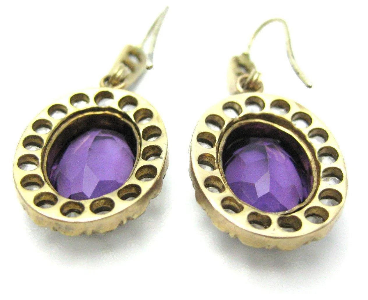 Aretes victorianos antiguos de oro y amatista, view 2
