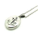 Antique Victorian Hope Anchor Silver Locket Necklace