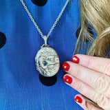 Antique Victorian Large Silver Buckle Locket Necklace