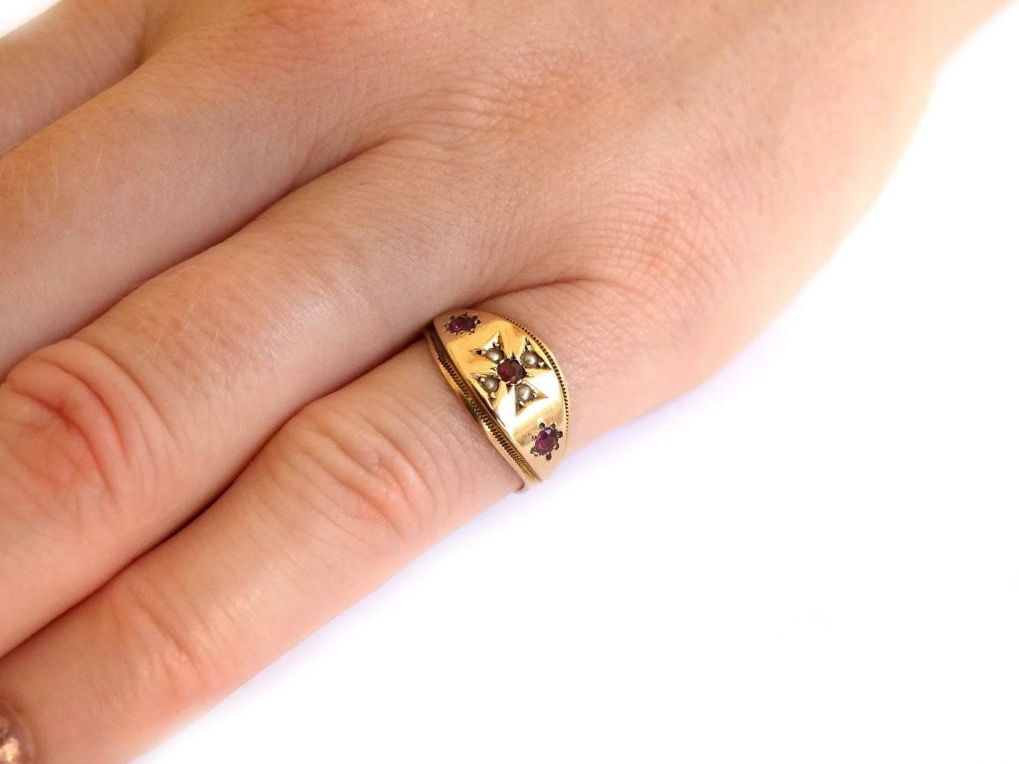 Anillo de dedo meñique de oro amarillo de 15 quilates maltés victoriano antiguo, view 6