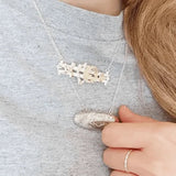 Antique Victorian Oval Puffed Silver Necklace