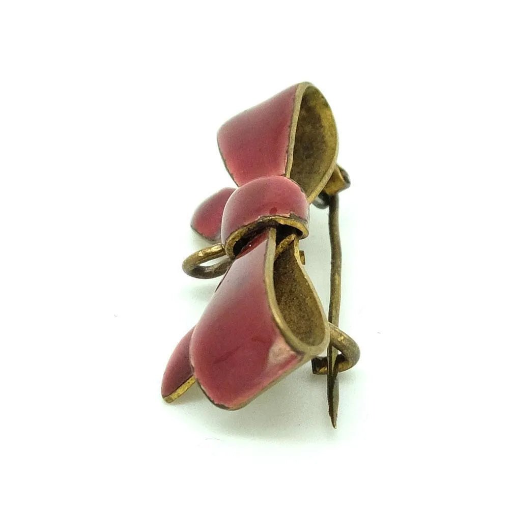 Antique Victorian Red Enamel Bow Brooch, view 4