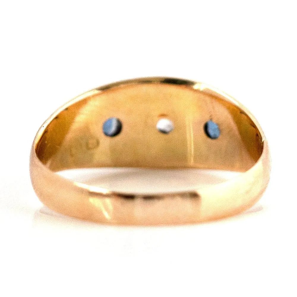 Antique Victorian Sapphire Diamond 18ct Gold Gypsy Star Ring, view 8