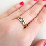 Antique Victorian Sapphire & Pearl 15ct Gold Ring