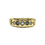 Antique Victorian Sapphire & Pearl 15ct Gold Ring