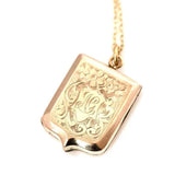 Antique Victorian Shield 9ct Gold Locket Necklace
