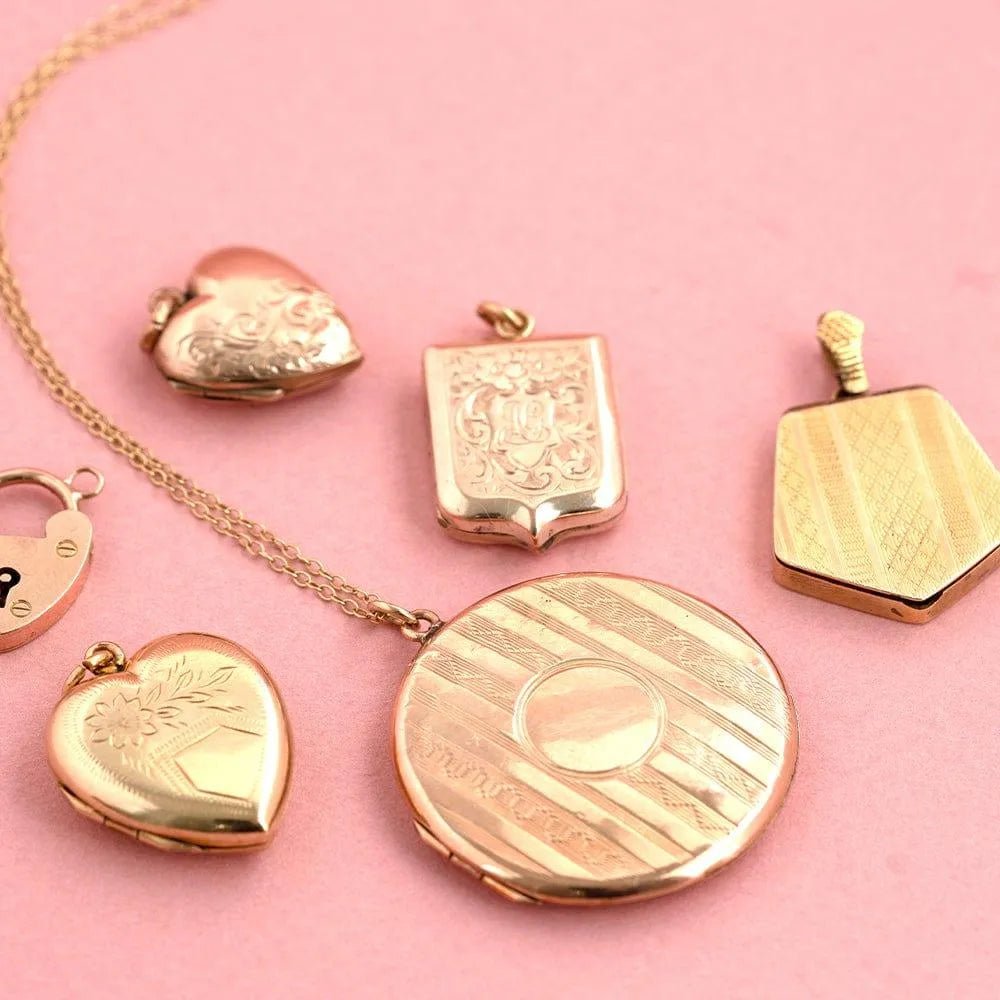 Antique Victorian Shield 9ct Gold Locket Necklace, view 4