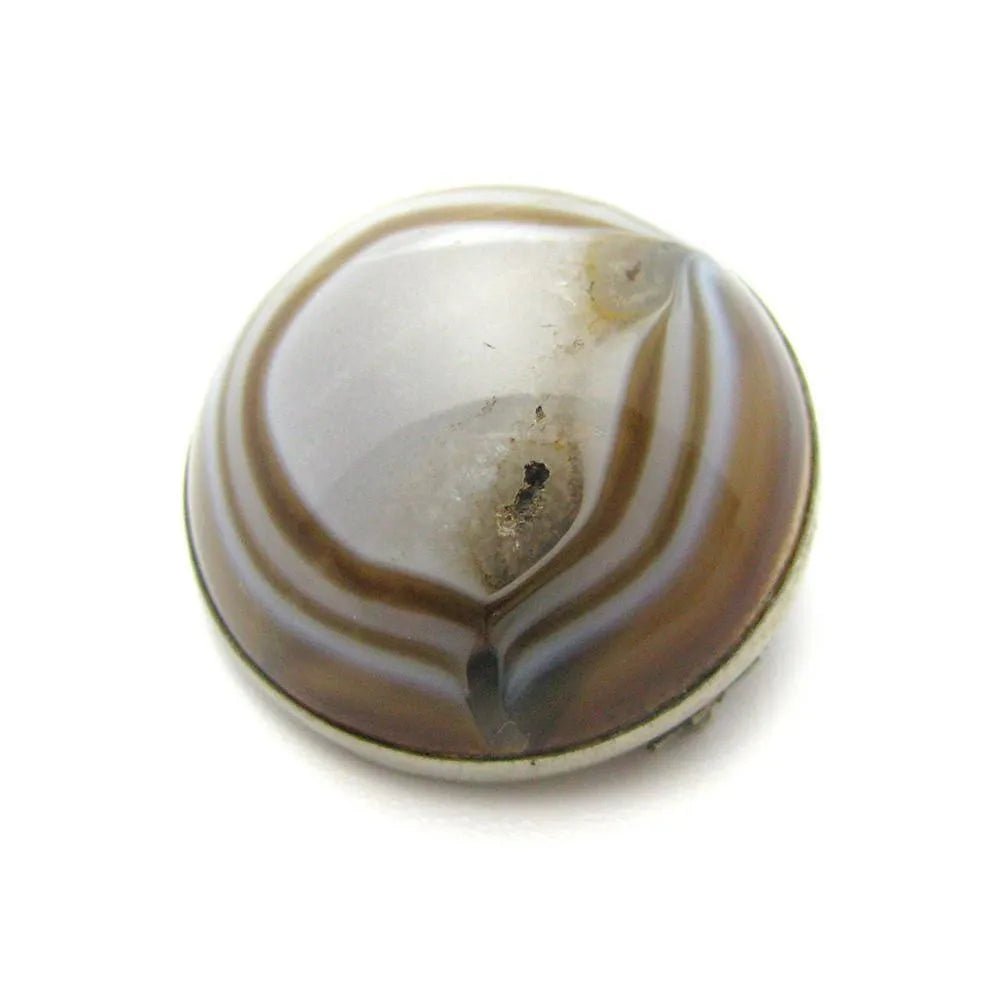 Broche de ágata con bandas de plata victoriana antigua