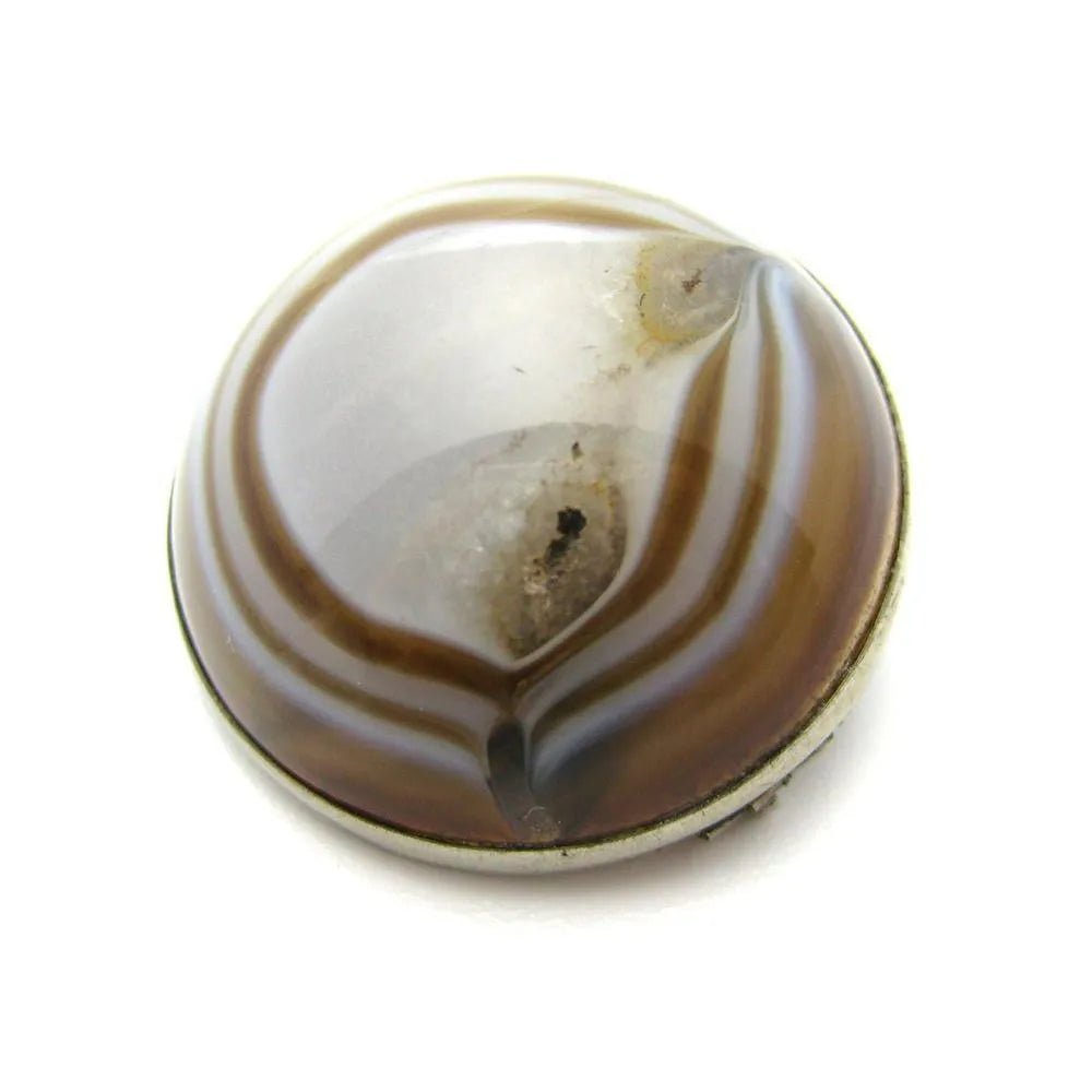 Broche de ágata con bandas de plata victoriana antigua, view 4