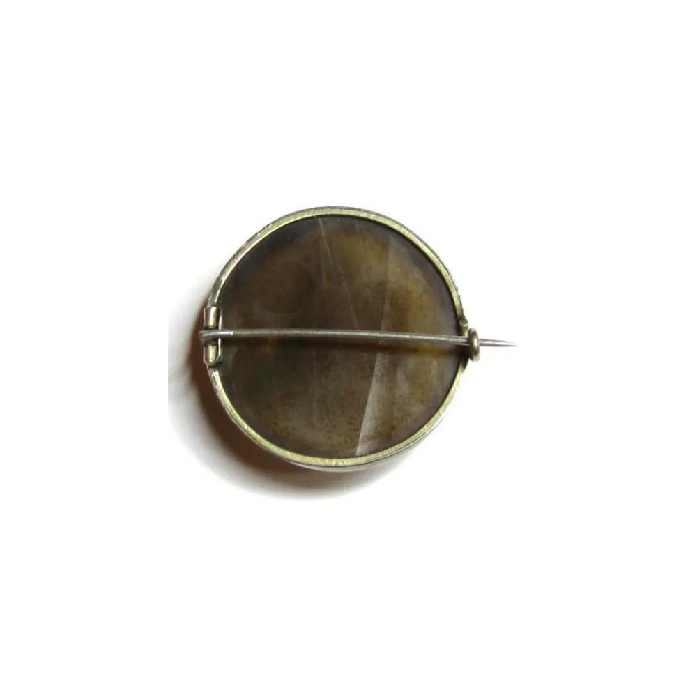 Broche de ágata con bandas de plata victoriana antigua, view 3