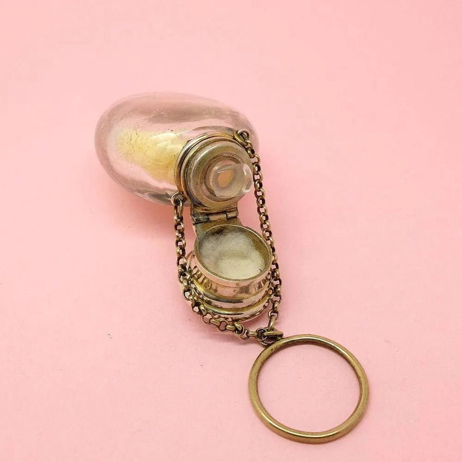 Antique Victorian Silver & Glass Chatelaine Scent Bottle