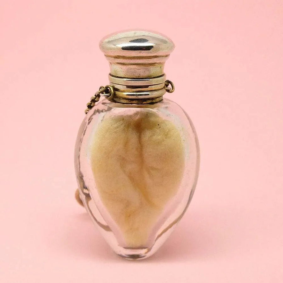 Antique Victorian Silver & Glass Chatelaine Scent Bottle