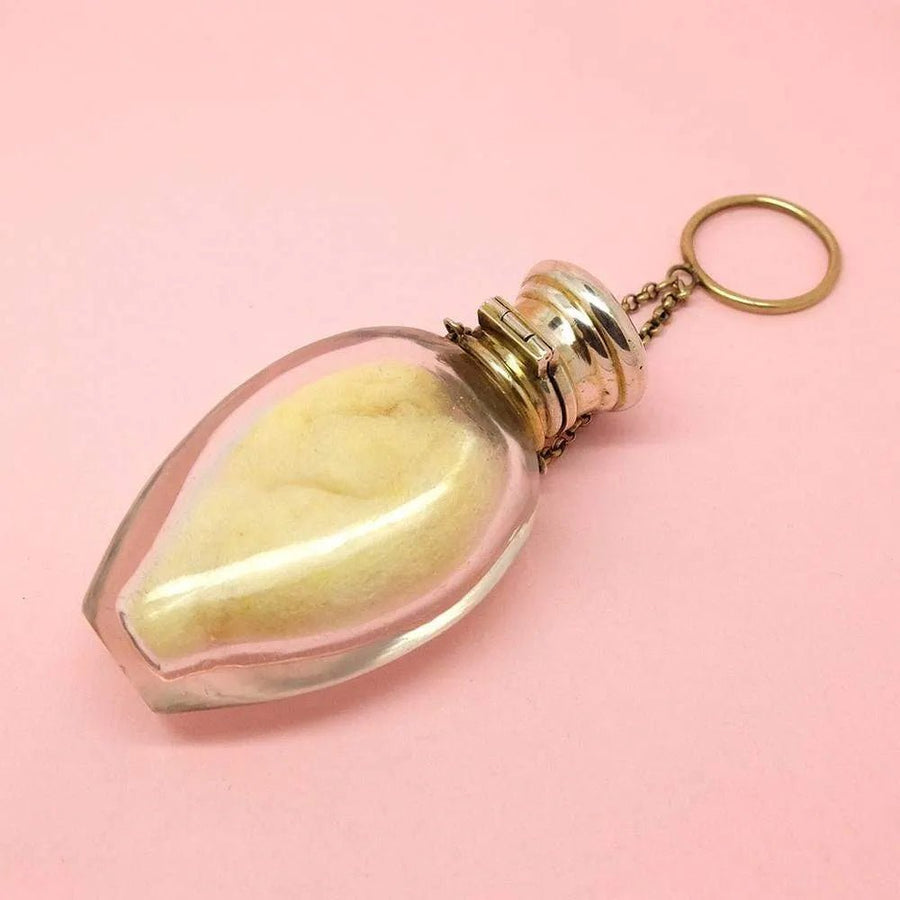 Antique Victorian Silver & Glass Chatelaine Scent Bottle