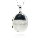 Antique Victorian Silver Oval Locket Necklace