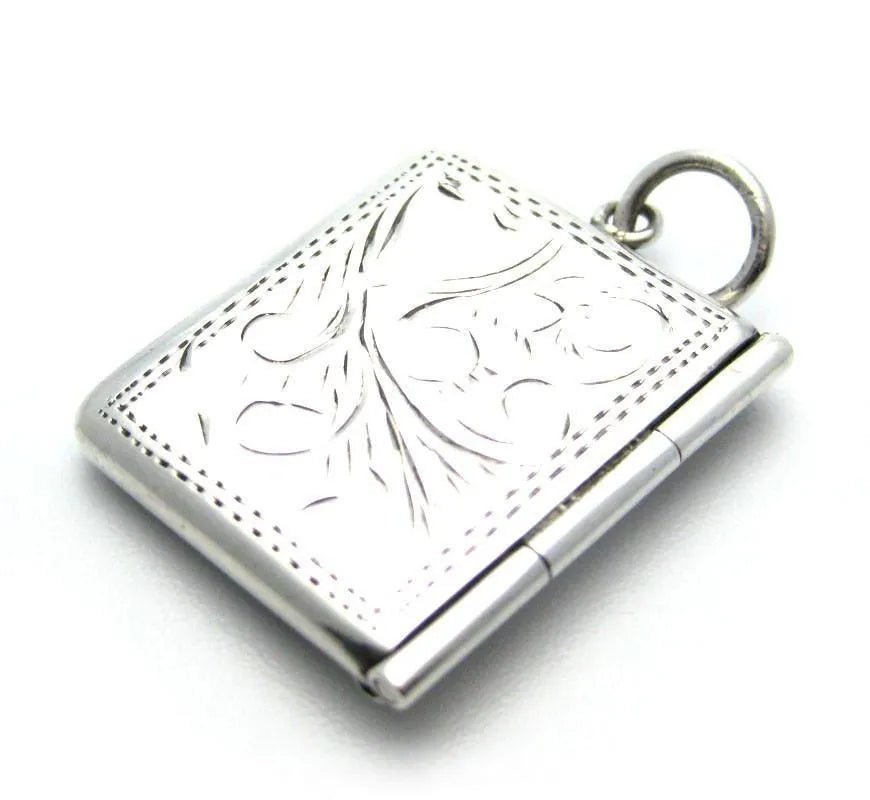 Antique Victorian Sterling Silver Stamp Case Charm Locket, view 3