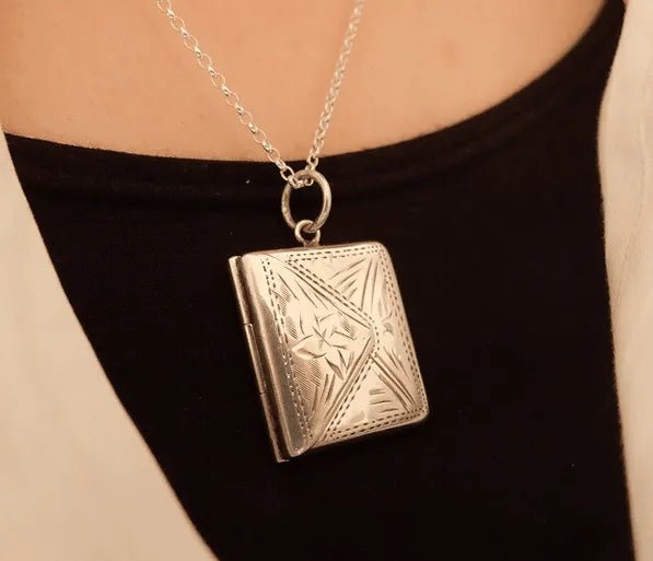 Antique Victorian Sterling Silver Stamp Case Charm Locket, view 4