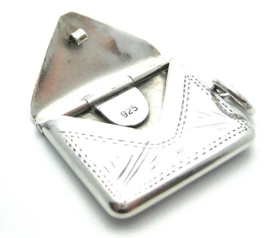 Antique Victorian Sterling Silver Stamp Case Charm Locket, view 2