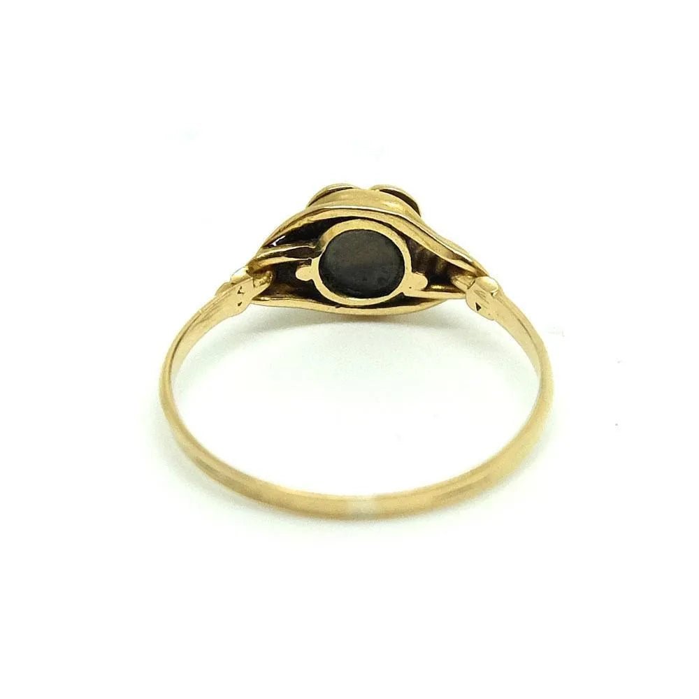 Antique Victorian Turquoise & Diamond 9ct Gold Mourning Ring, view 5