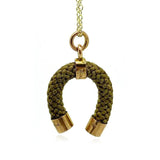 Antique Victorian Woven Hair Good Luck Horseshoe 9ct Rose Gold Necklace