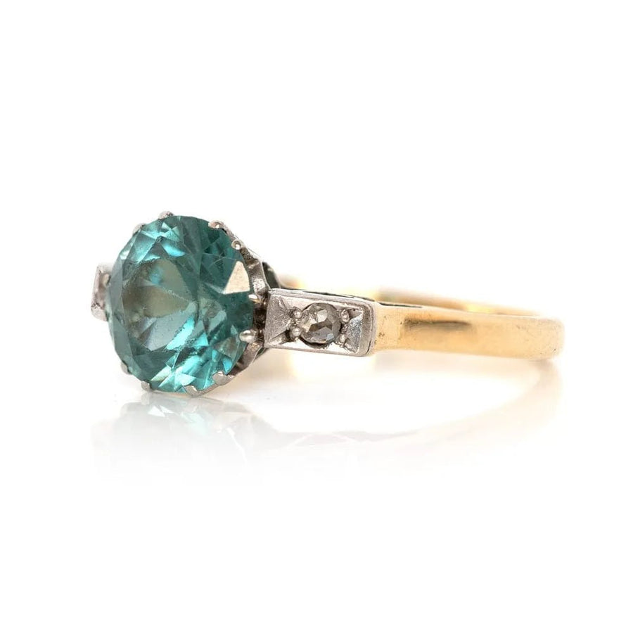 Art Deco 1920s 2ct Blue Zircon 18ct Platinum Engagement Ring