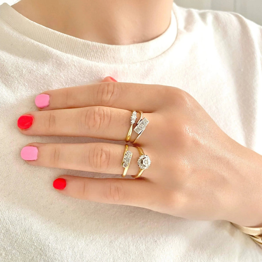 Art Deco 9ct Gold Platinum Diamond Ring