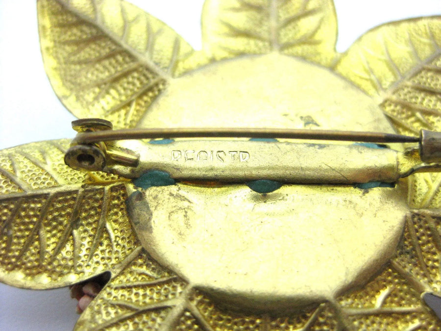 Vintage 1930s Gold Flower Brooch - Mayveda Jewelry