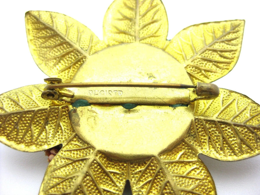 Vintage 1930s Gold Flower Brooch - Mayveda Jewelry