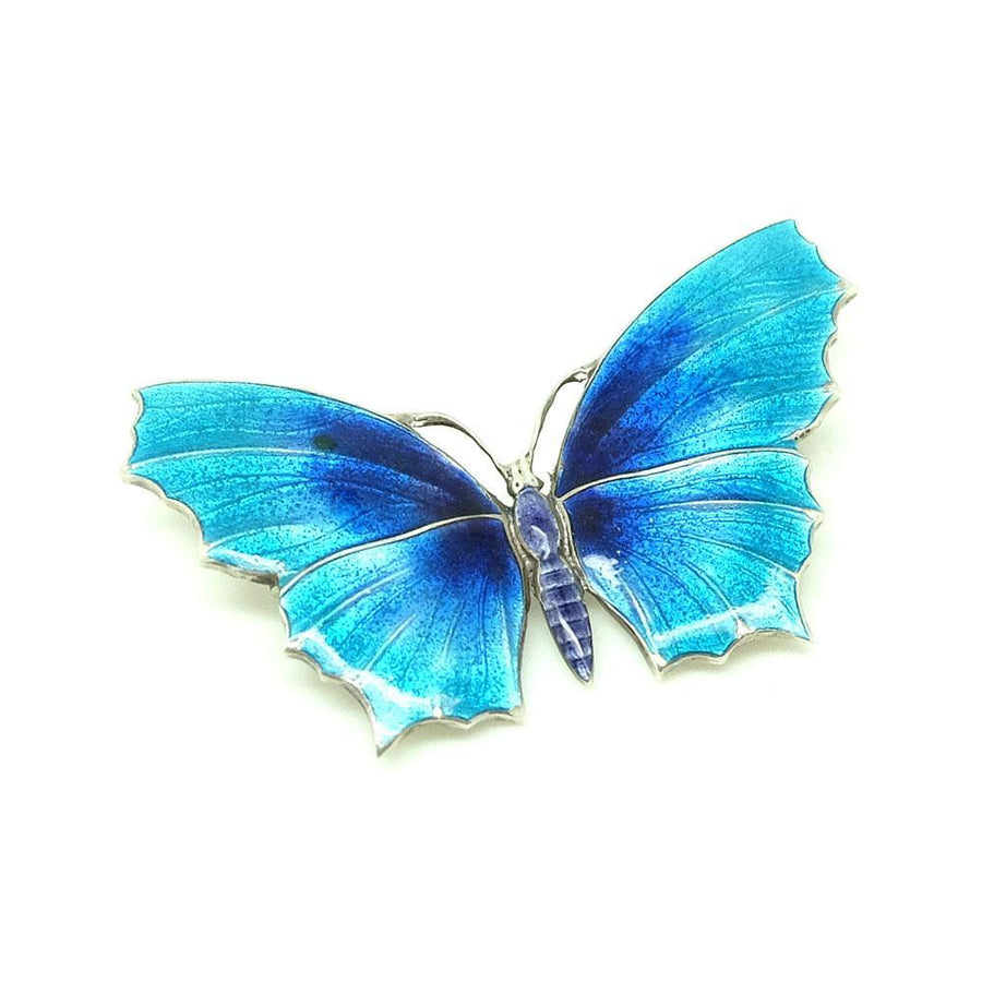 Vintage Art Deco 1920s Blue Enamel Norwegian Butterfly Brooch