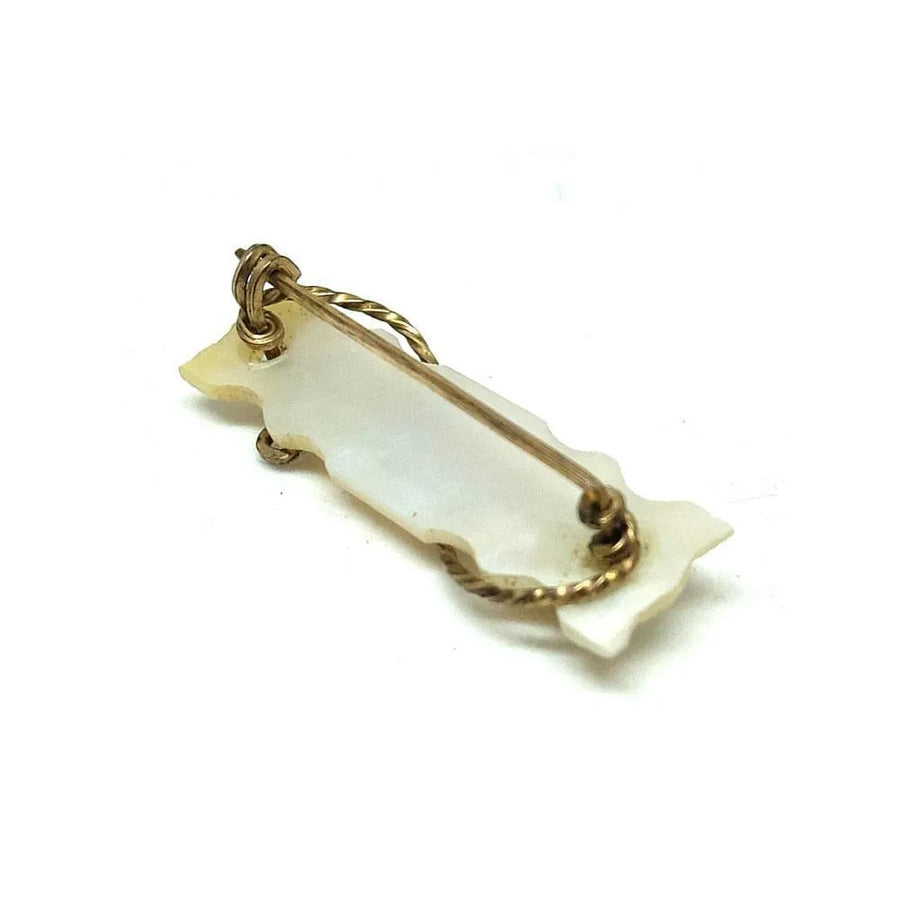 Vintage Art Deco 1930's Rolled Gold Mother of Pearl 'Lucy' Brooch - Mayveda Jewelry